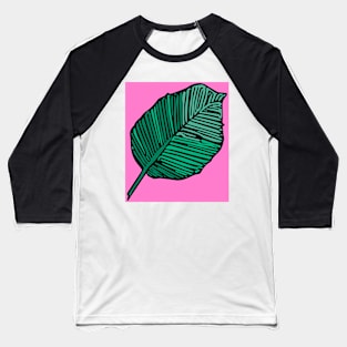 Green and Pink Leaf Baseball T-Shirt